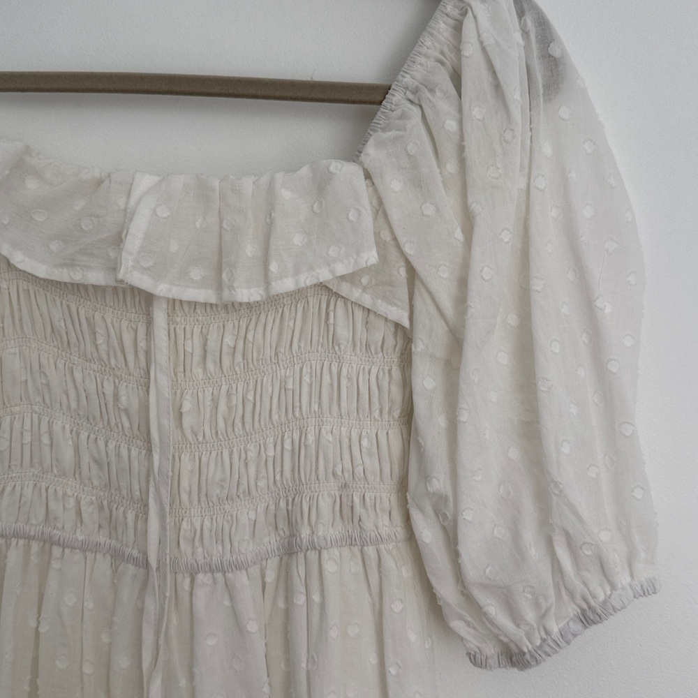 Women's white Ruffled Smocked Midi Dress size small - Picture 4 of 5